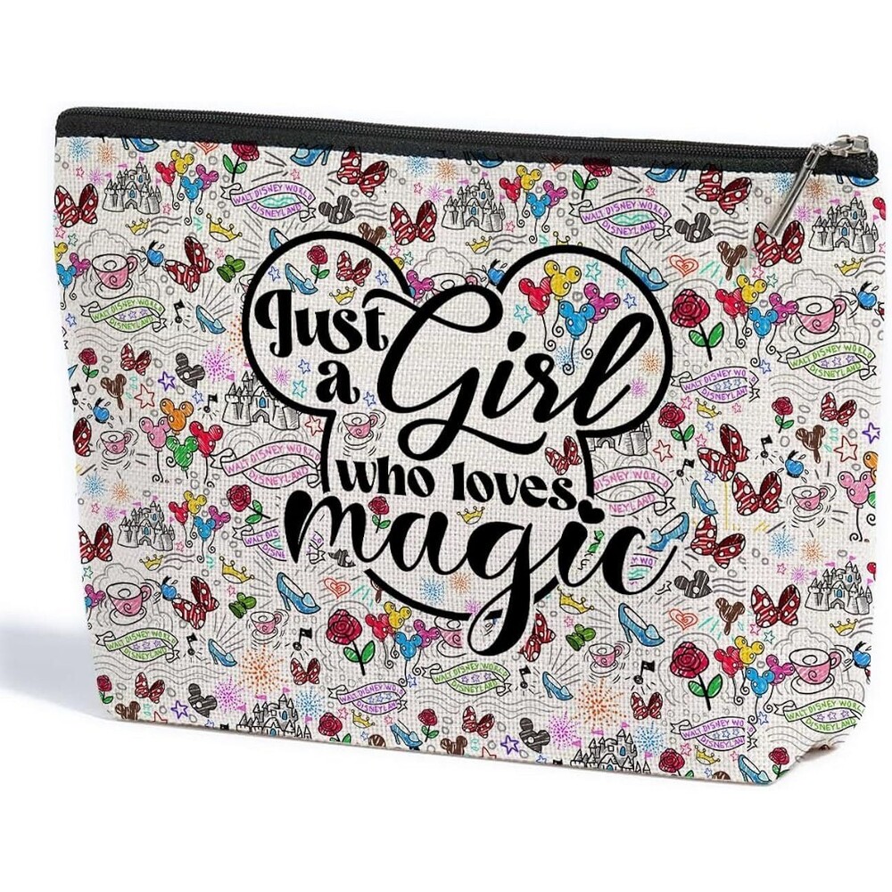 Disney Parks Just a Girl Who Loves Magic Cosmetic Makeup Bag NWOT